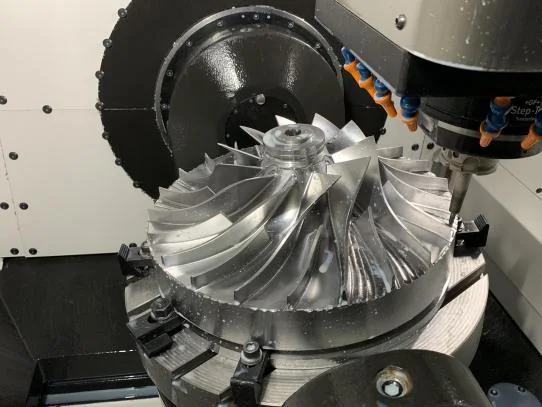 Five-axis machining of a pump component
